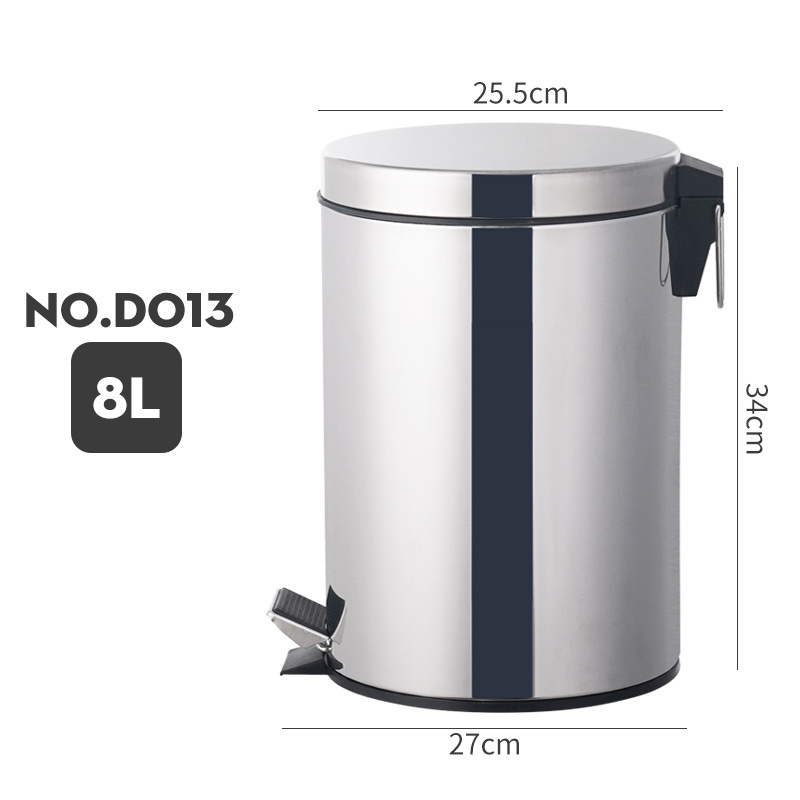 Hotel Stainless Steel Trash Can With Inner Bucket Step Pedal Recycling Garbage Can For Office And Kitchen