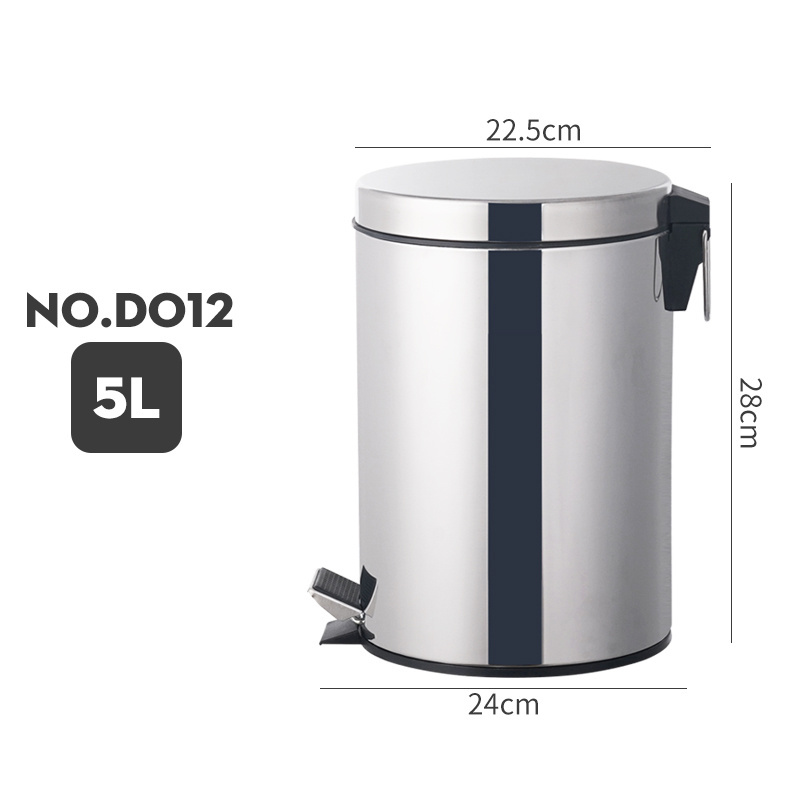 Hotel Stainless Steel Trash Can With Inner Bucket Step Pedal Recycling Garbage Can For Office And Kitchen