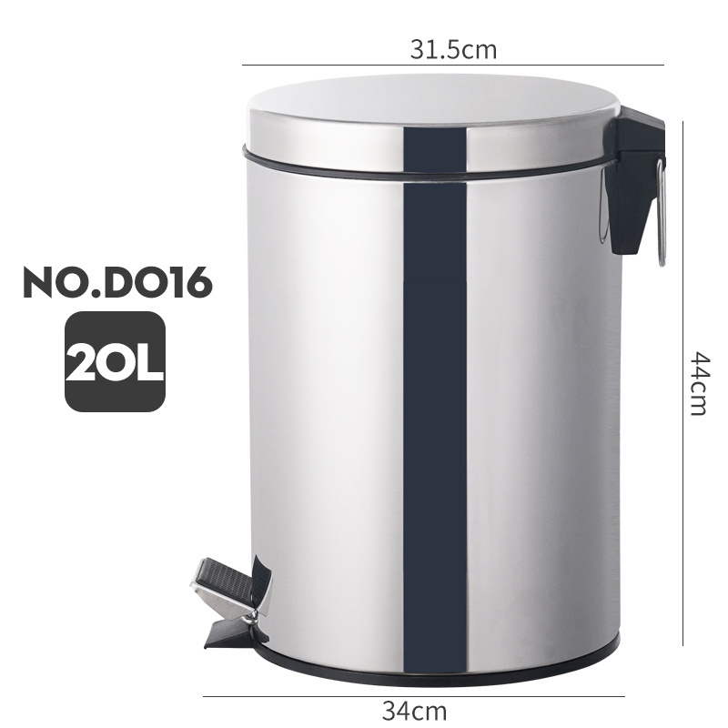 Hotel Stainless Steel Trash Can With Inner Bucket Step Pedal Recycling Garbage Can For Office And Kitchen