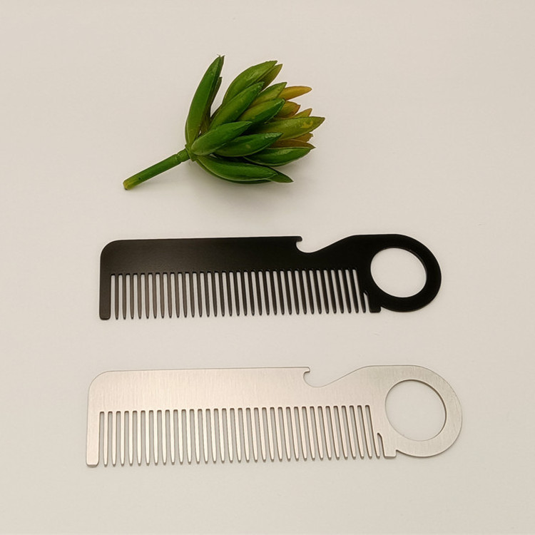 Men's portable comb anti-static finishing beard stainless steel comb with corkscrew