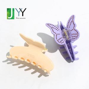 wholesale rhinestone butterfly clip hair accessories 90s acetate butterfly clips for hair pastel color butterfly claw clip large