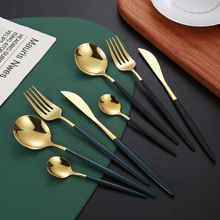 Hot Selling Luxury Stainless Steel Gold Cutlery with Knife Fork Spoon Flatware Set