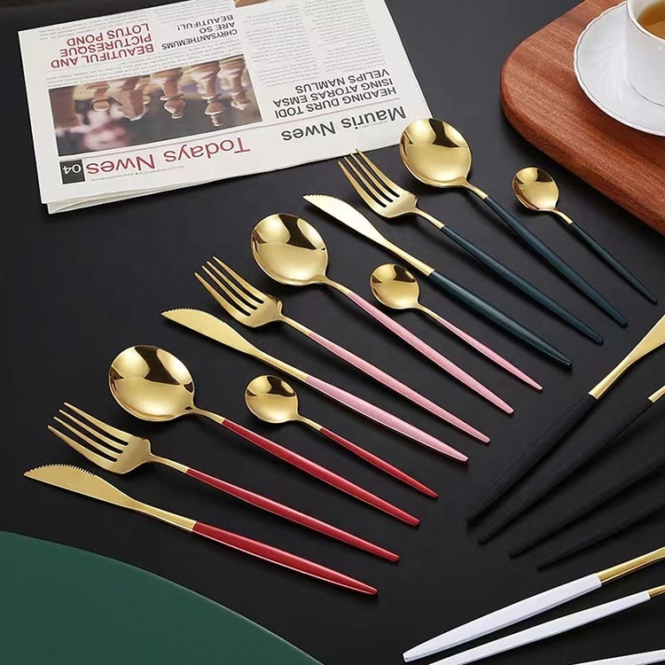 Hot Selling Luxury Stainless Steel Gold Cutlery with Knife Fork Spoon Flatware Set