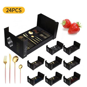 24 Pieces Stainless Steel Gold Knife Spoons Forks Set Flatware Cutlery Sets