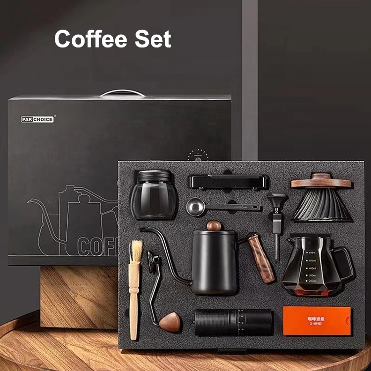 YABEICHU Travel Coffee Set Manual Coffee Grinder Filter Cup Sharing Pot and Pour Over Coffee Kettle Tools With Gift Box