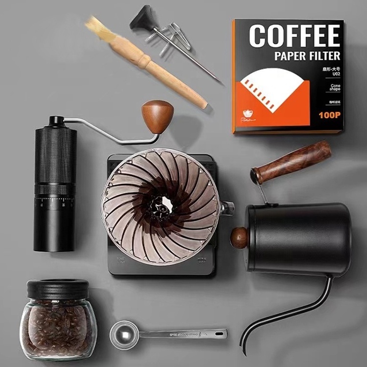 YABEICHU Travel Coffee Set Manual Coffee Grinder Filter Cup Sharing Pot and Pour Over Coffee Kettle Tools With Gift Box