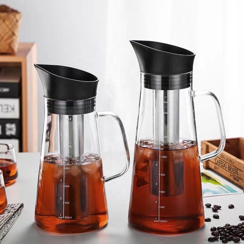 New Design Cold Brew Coffee Maker High Borosilicate Glass Iced Tea Maker with Lid