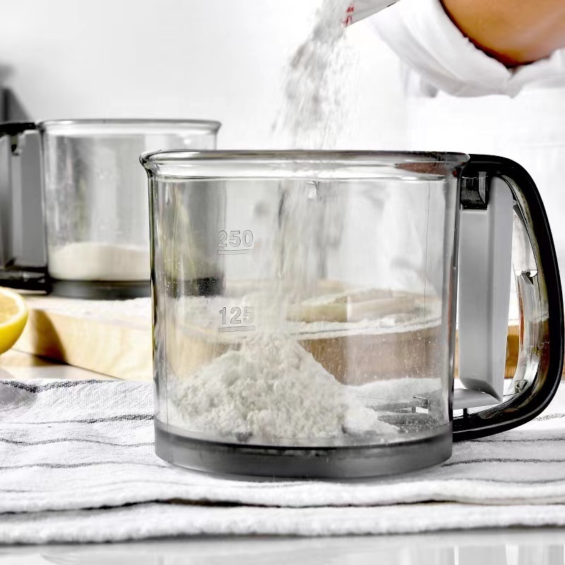 Semi Automatic Hand Held Flour Sifter Manual Plastic Flour Sifter Cup Sieve