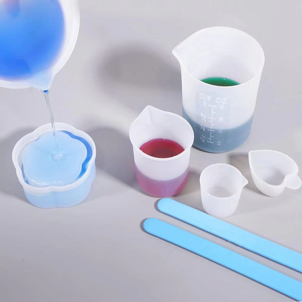 38pcs Resin Measuring Cups Tool Kit Silicone Popsicle Stir Sticks Mixing Set Epoxy Resin Making Tool