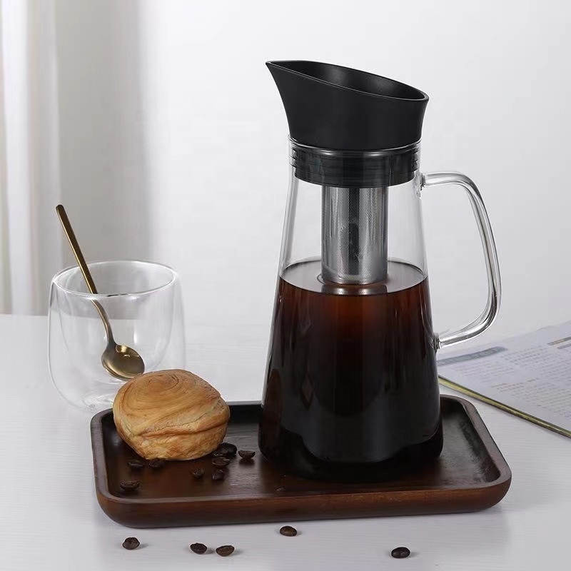 New Design Cold Brew Coffee Maker High Borosilicate Glass Iced Tea Maker with Lid