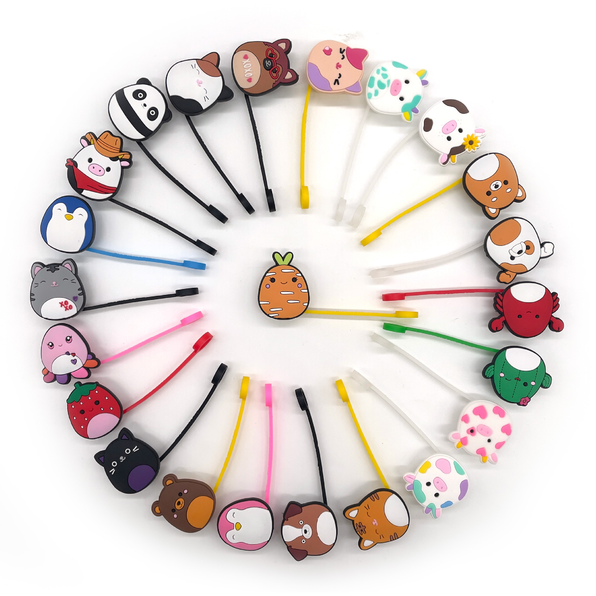 Cartoon Dust-proof Straw Tip Cover Cap Charm Designer Cute Silicone Drinking Straw Toppers