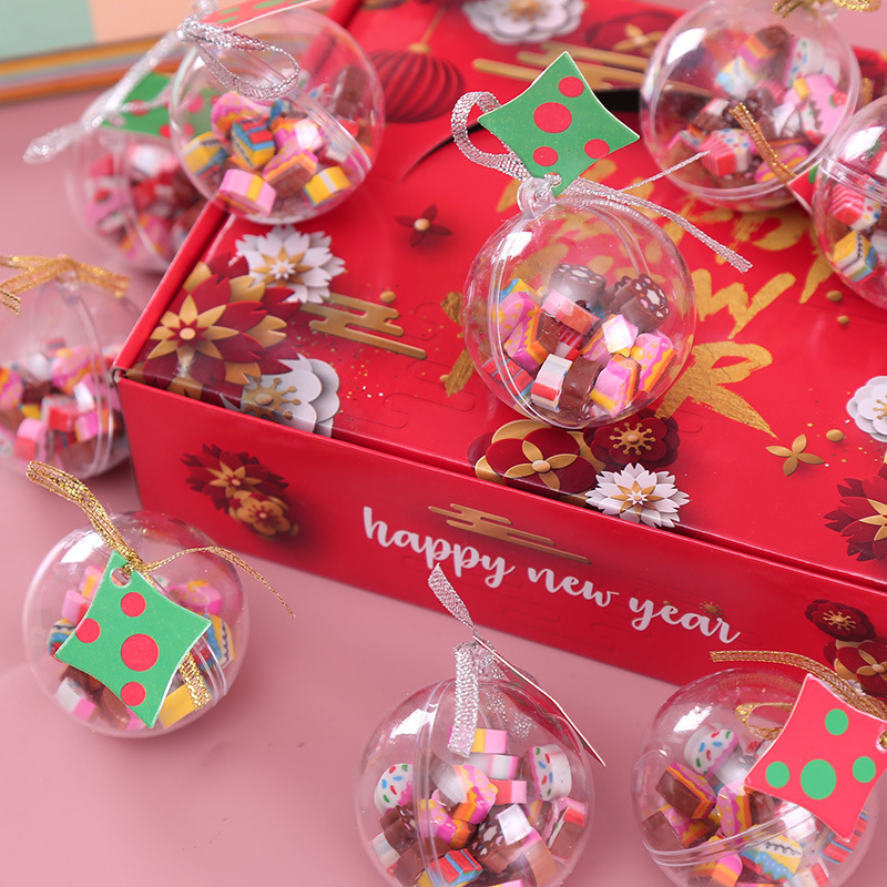 Christmas Ball Eraser Cartoon Christmas Creative Stationery Celebrate New Year Small Gift Cake Children's Small Eraser