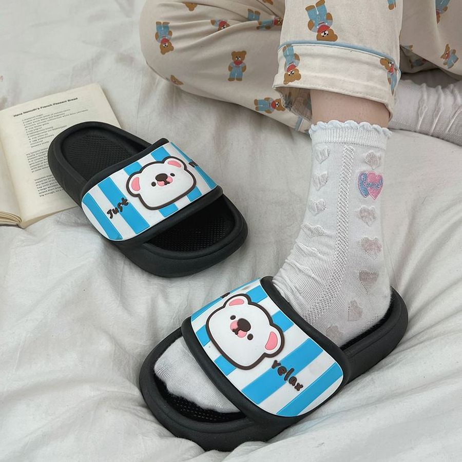 Non-slip pink cute cartoon thick-soled slippers summer wear 2023 new super hot beach slippers