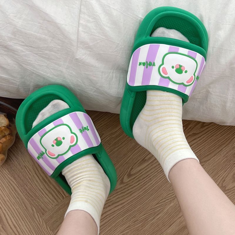 Non-slip pink cute cartoon thick-soled slippers summer wear 2023 new super hot beach slippers