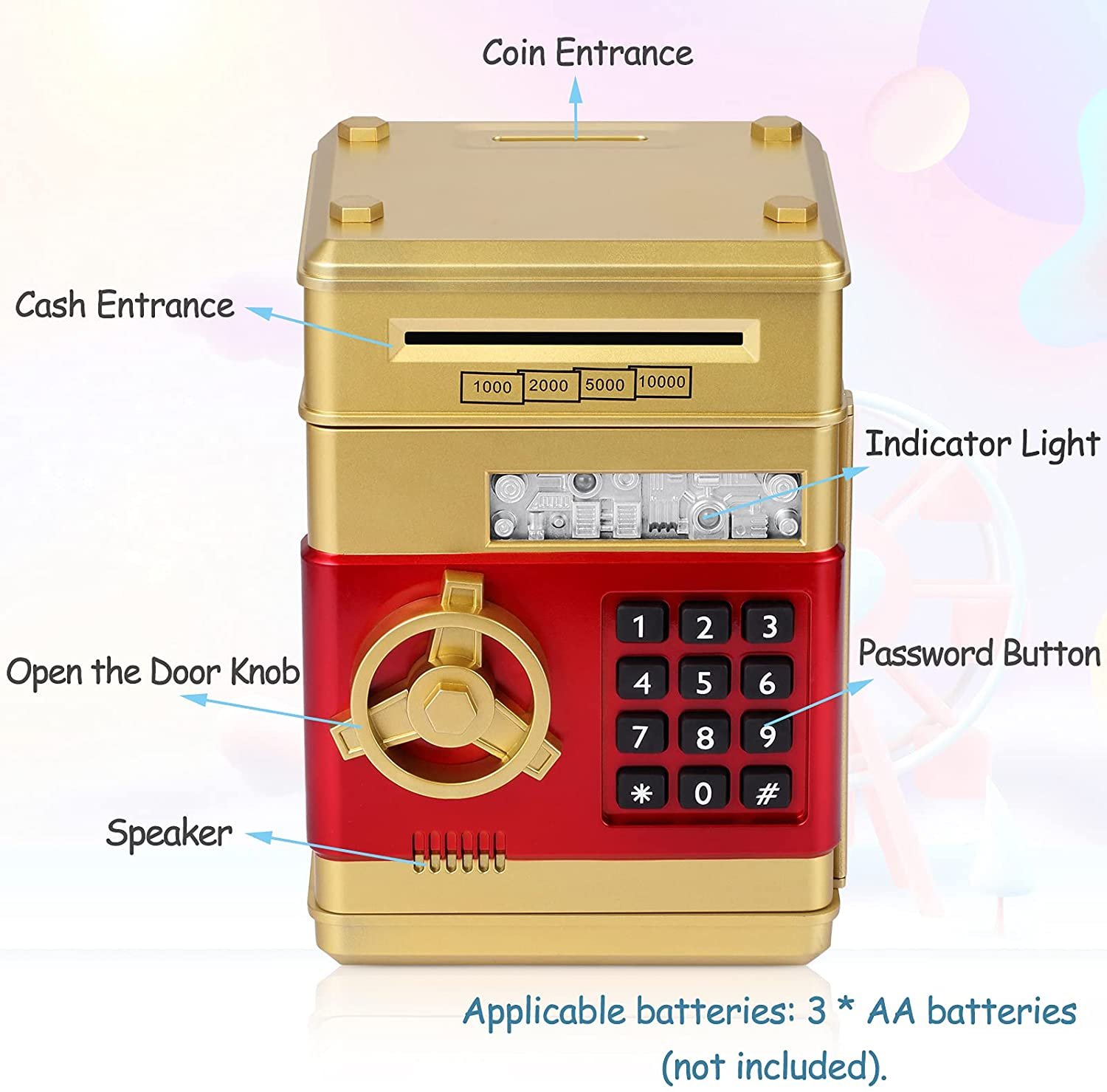 2022 hot amazon Electronic Piggy Bank Safe Money Box Children Digital Coins Cash Saving Safe Atm piggy bank