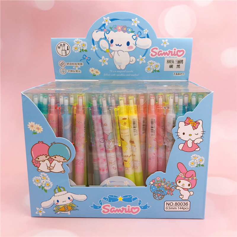 Cartoon large set Press pen transparent pen bar black writing pen 0.5