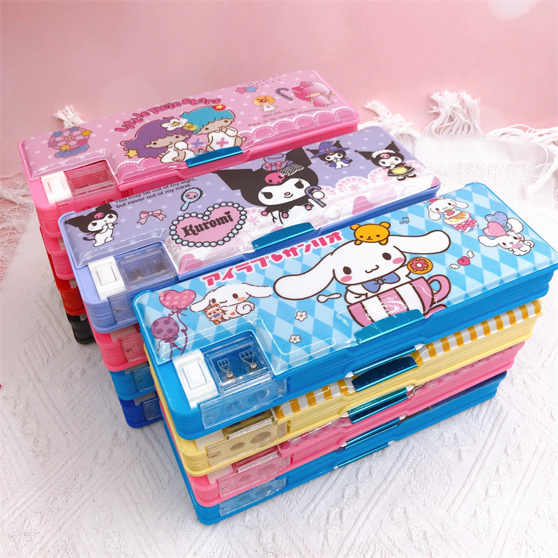 Cartoon creative double-sided pen case pencil case Children's student multifunctional pencil case with pencil sharpener