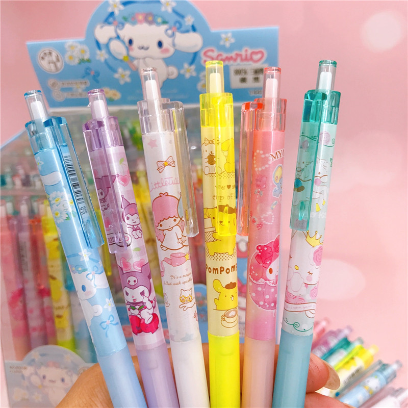 Cartoon large set Press pen transparent pen bar black writing pen 0.5