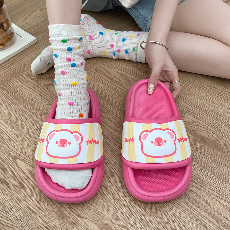 Non-slip pink cute cartoon thick-soled slippers summer wear 2023 new super hot beach slippers