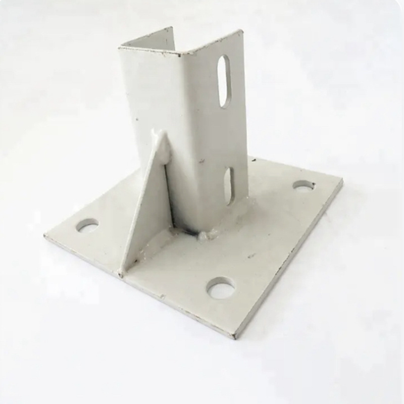 Sheet Metal Welding Parts Customized Slotted Hole Strut Channel Mounting System Post Brackets Post Bracket Pile Bases