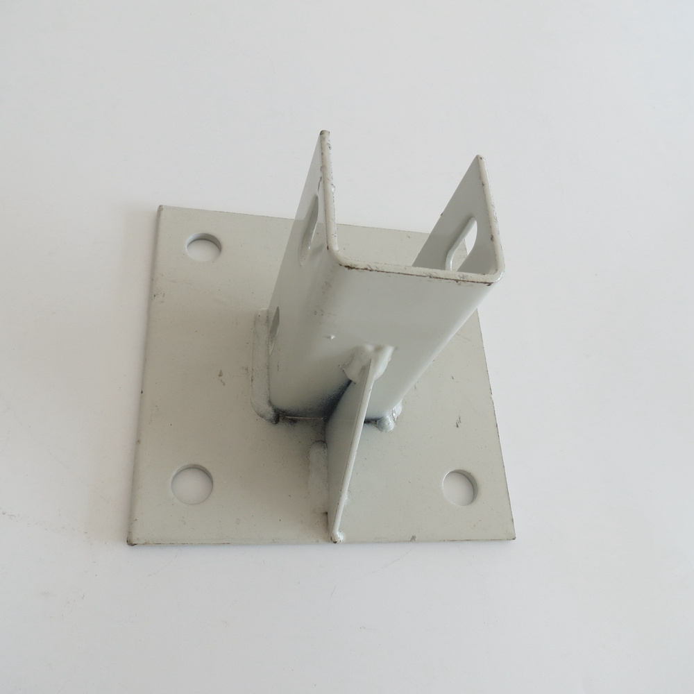 Sheet Metal Welding Parts Customized Slotted Hole Strut Channel Mounting System Post Brackets Post Bracket Pile Bases