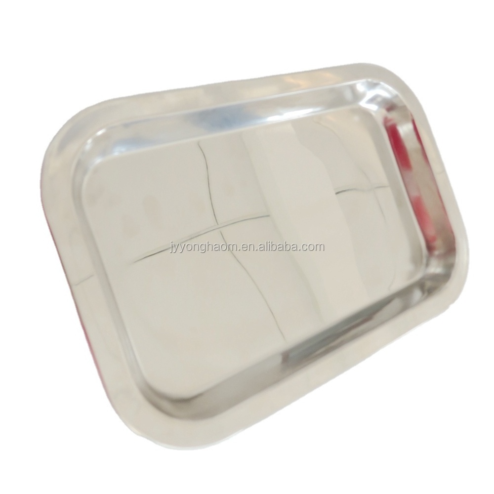 OEM ODM custom rectangular shape stainless steel food serving tray