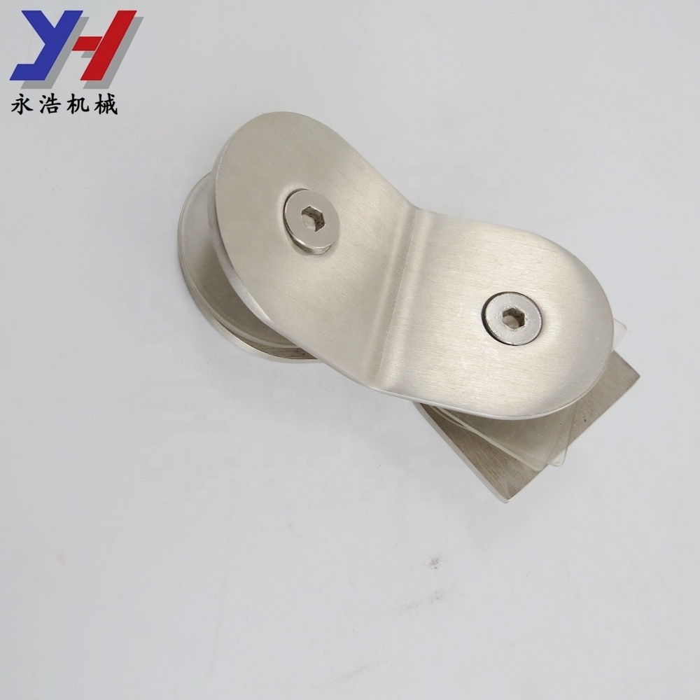 Custom made stainless steel corner connector for glass door