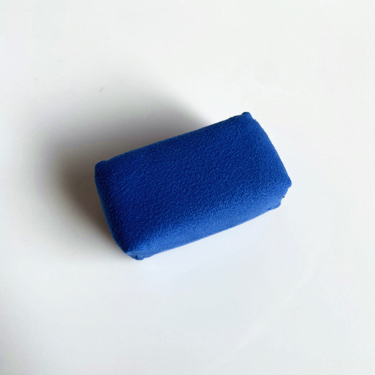 Small Size Dark Blue Car Detailing Auto Detail Ceramic Coating  Microfiber Suede Foam Sponge Applicator Pad With Plastic Lining