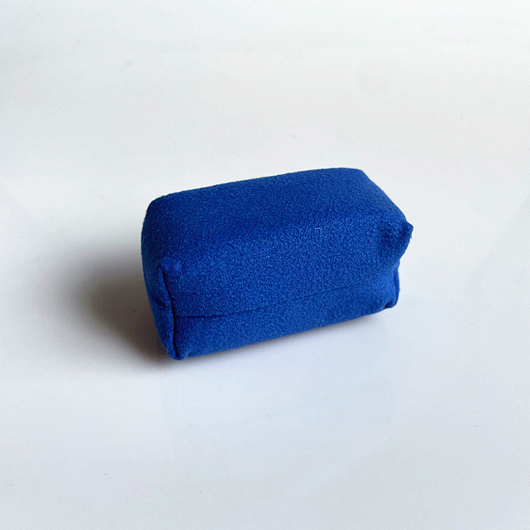 Small Size Dark Blue Car Detailing Auto Detail Ceramic Coating  Microfiber Suede Foam Sponge Applicator Pad With Plastic Lining