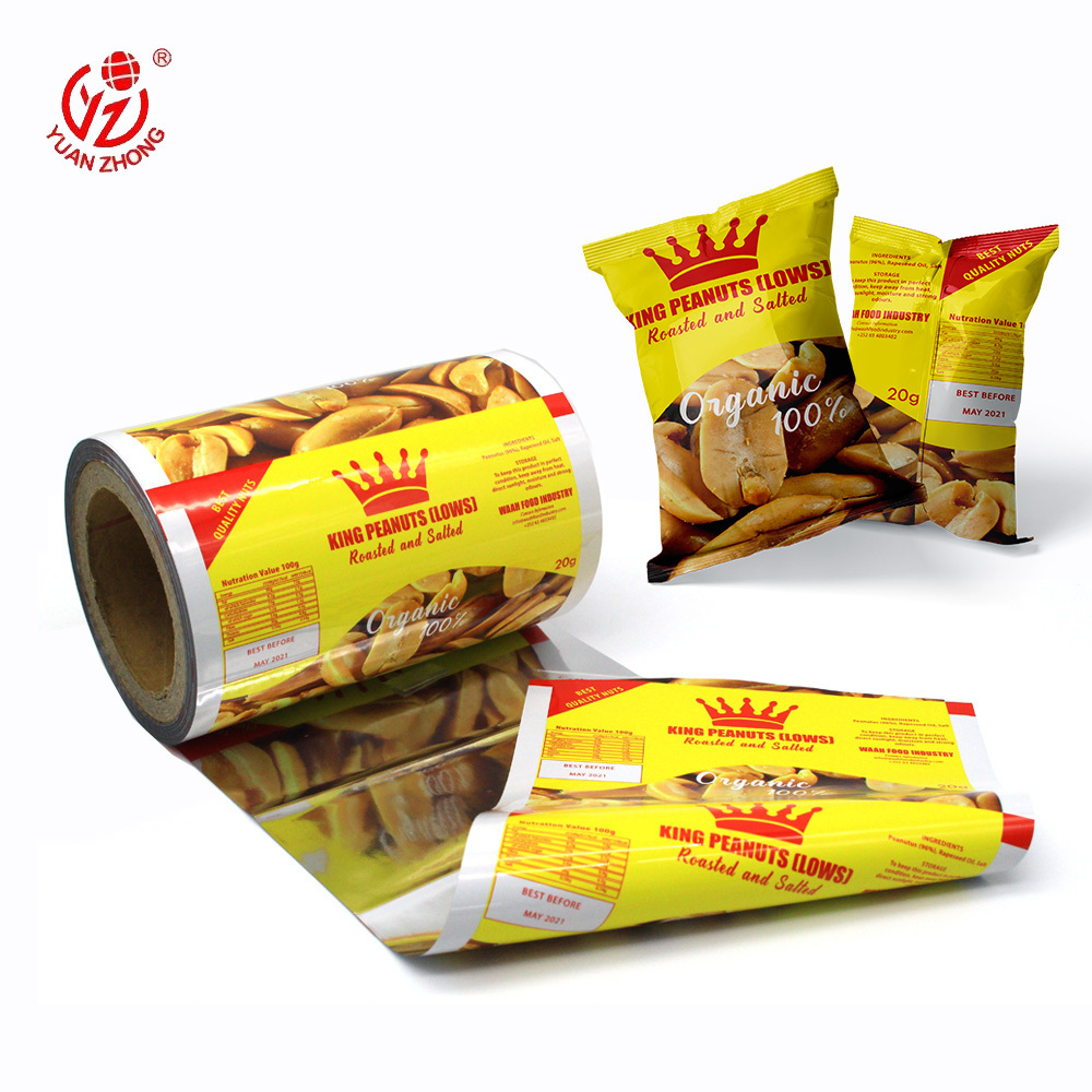 Factory of Plastic Print Film Roll Used For Snacks/Potato Chips/Nuts Packaging, Laminated Small Bag Snack Packaging Film Roll