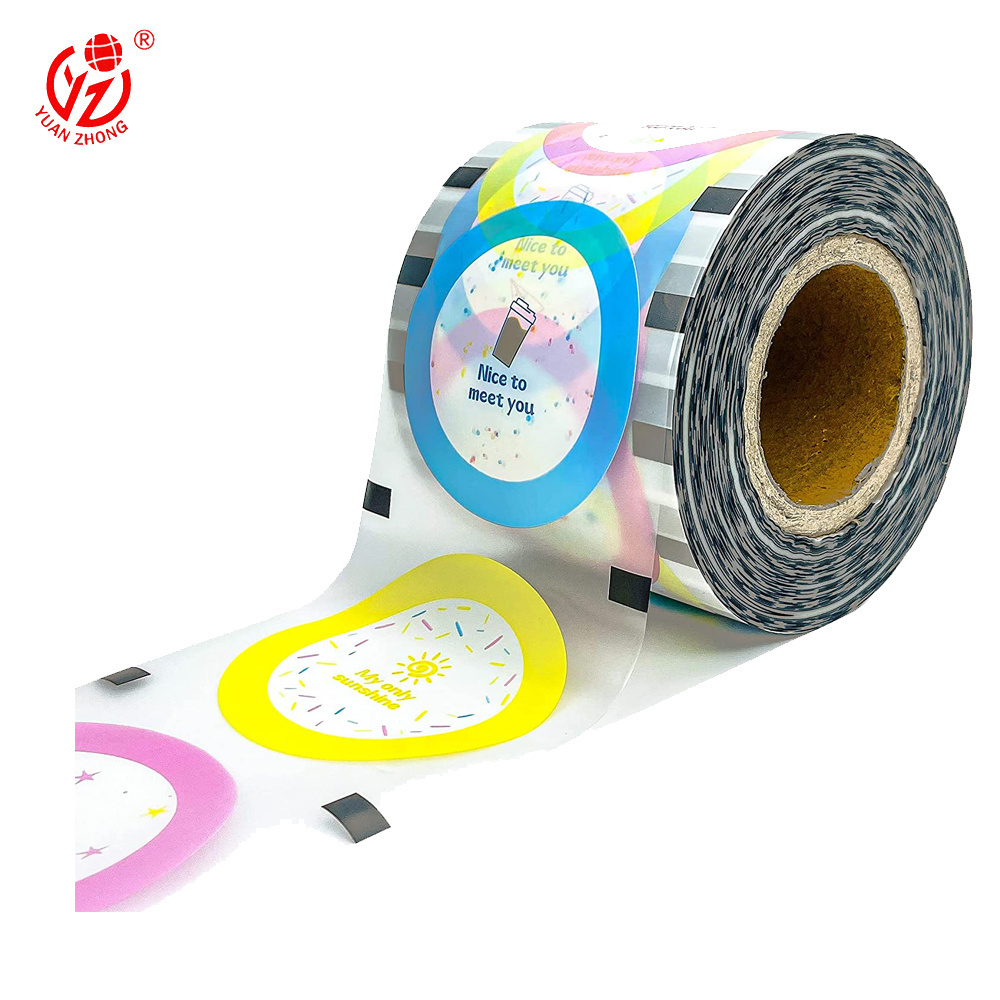 Customized Print Logo Membrane Waterproof  CPP/PET Boba Bubble Tea Milk Plastic Roll Packaging Cup Sealing Film For Cups