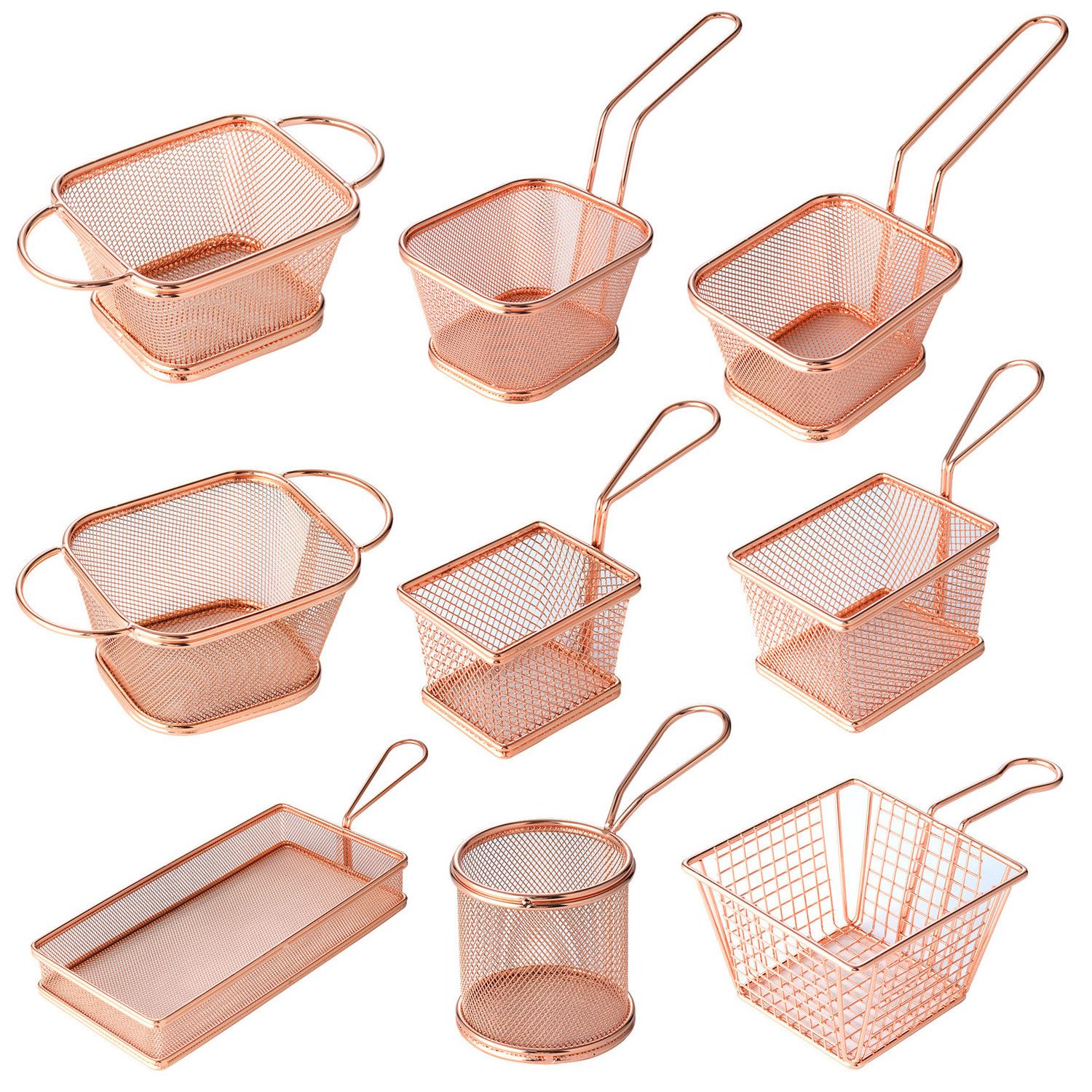 Hot Sale Kitchen Gadgets Summer 304 Stainless Steel French Fries Serving Basket Frying Basket