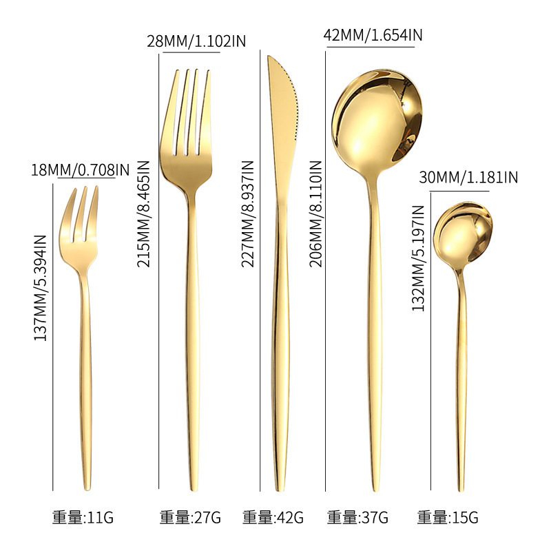 Hot Sale Wedding Gold Cutlery Set for Stainless Steel Knife Fork Spoon Hotel Restaurant Silverware Set