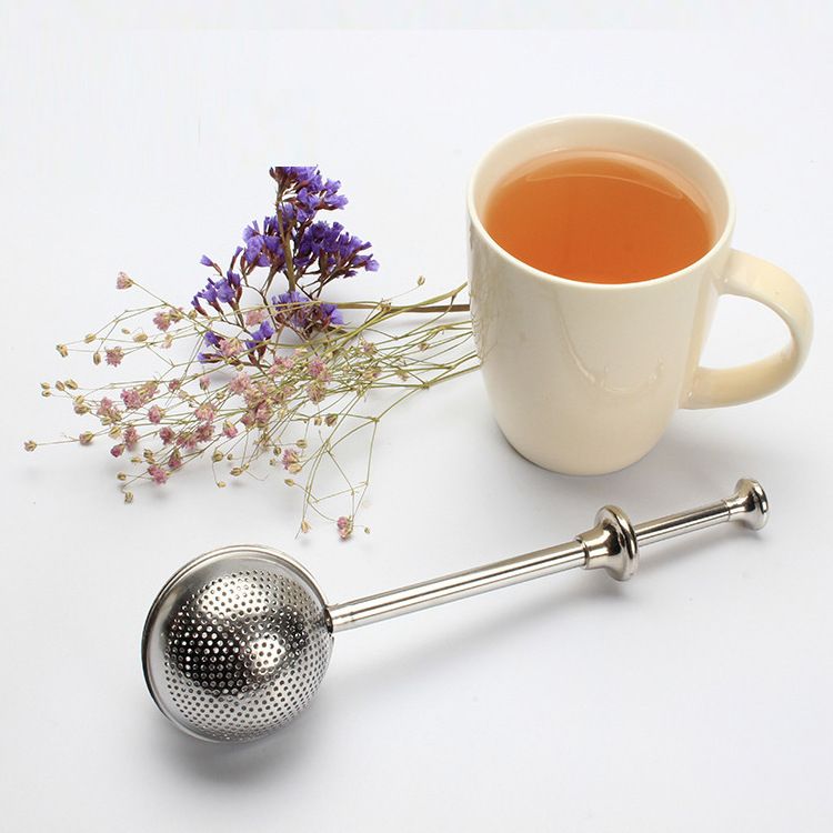 Kitchen Mesh Herb Spice Strainer 18/10 Stainless Steel Long Handle Tea Ball Tea Infuser