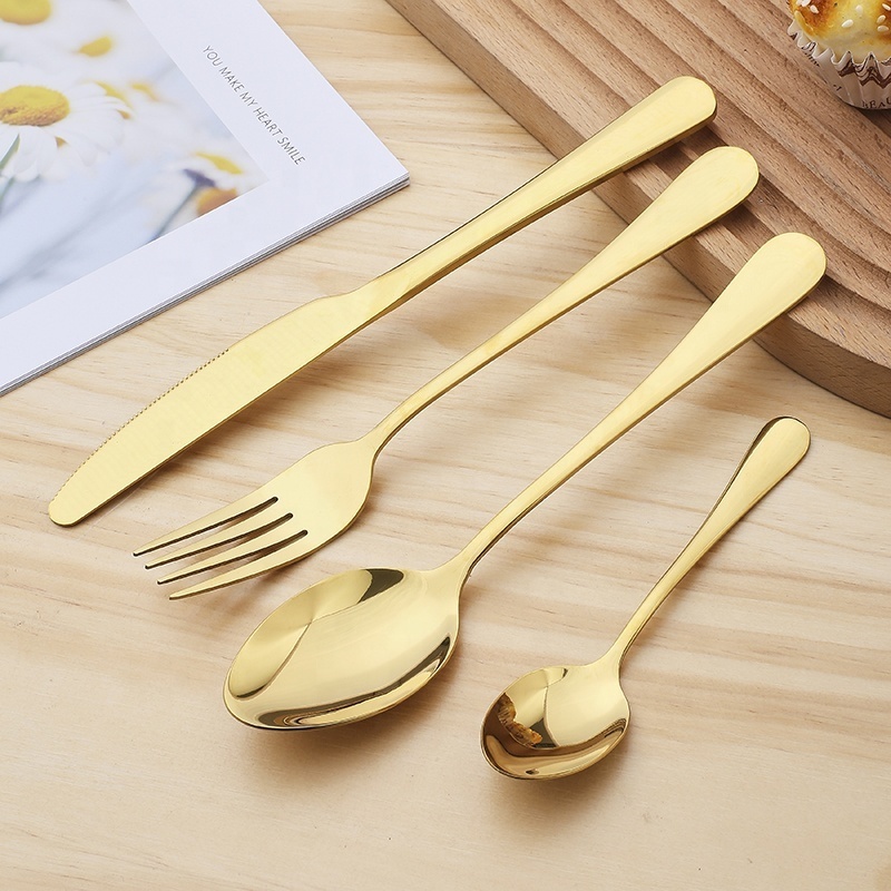 Luxury Pvd Gold 24pcs Stainless Steel Cutlery Set Knife Fork Spoon Flatware Set With Gift Box