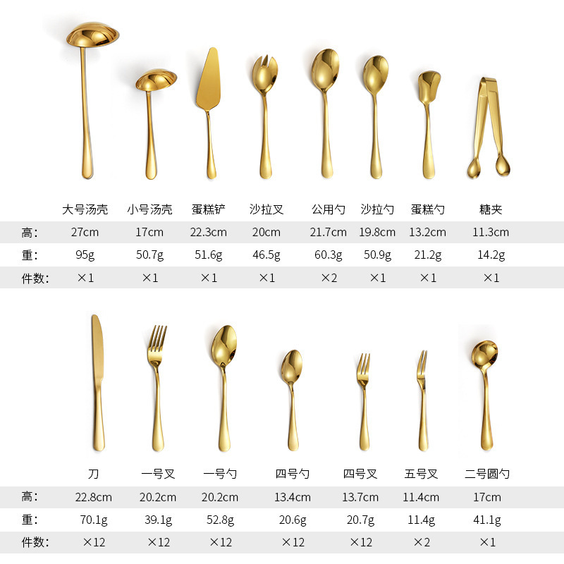 Hot Selling 72 Pcs Cutlery Set Stainless Steel Knife Fork Soup Spoon Gold Silverware Wedding Flatware Set