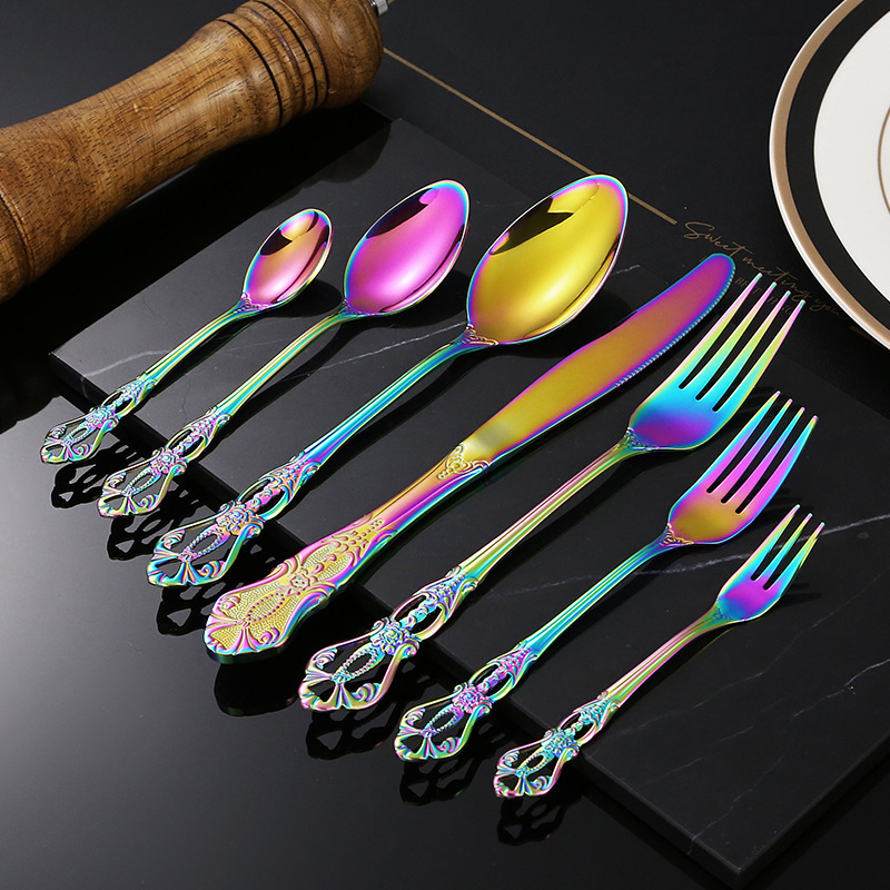 Hot Selling 72 Pcs Cutlery Set Stainless Steel Knife Fork Soup Spoon Gold Silverware Wedding Flatware Set