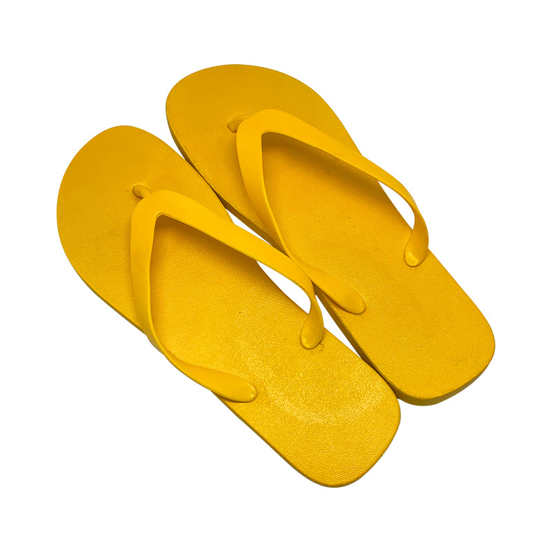 Pure Color Summer Beach Custom Logo beach slippers Light Weight Comfortable Yellow flip flops