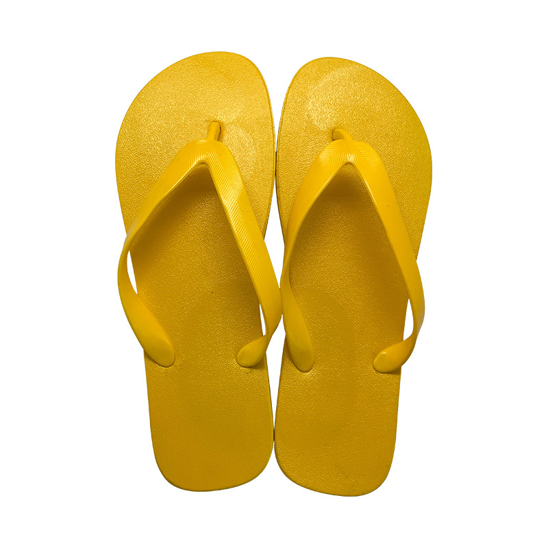 Pure Color Summer Beach Custom Logo beach slippers Light Weight Comfortable Yellow flip flops