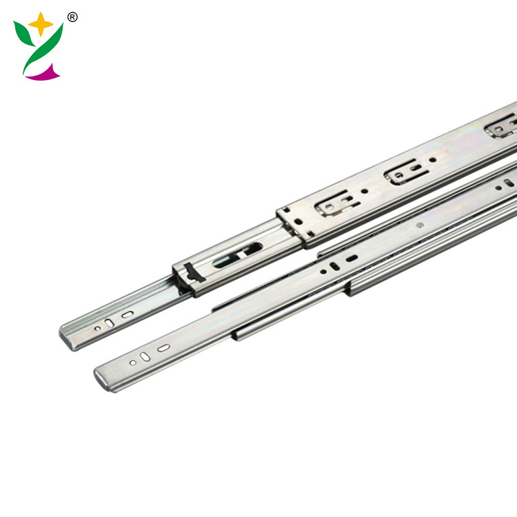 YUXING Furniture 45mm Rail Drawer Telescopic Slide Roller Cabinet Slide Drawer Soft Close Push To Open Drawer Slides