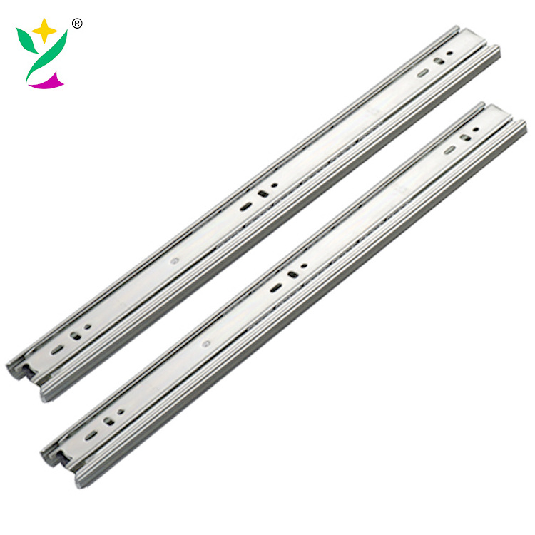 YUXING Furniture 45mm Rail Drawer Telescopic Slide Roller Cabinet Slide Drawer Soft Close Push To Open Drawer Slides