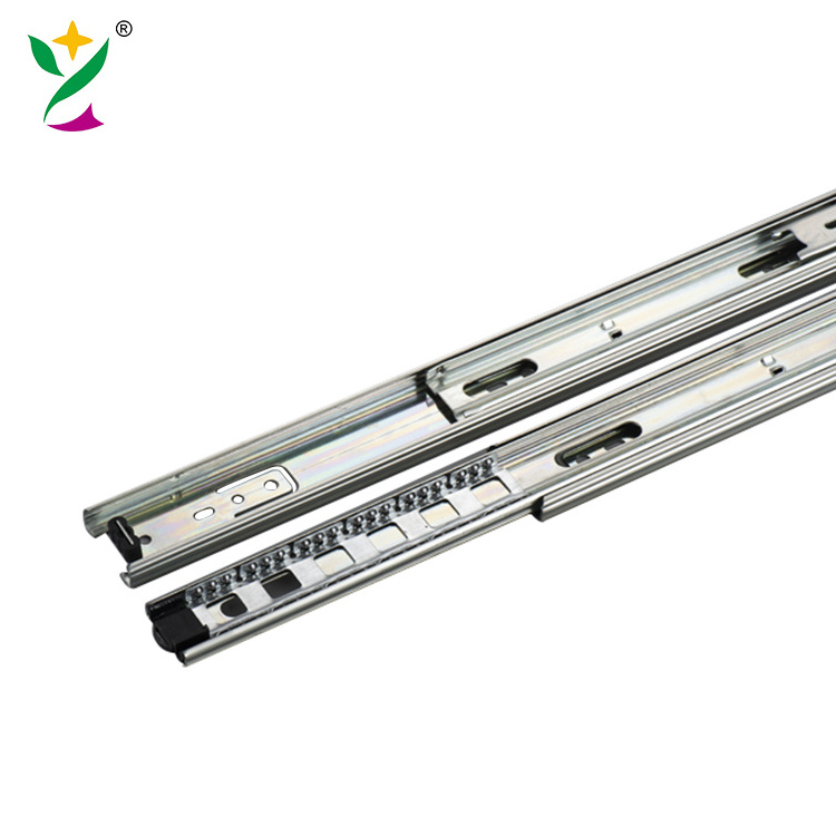 YUXING Furniture 45mm Rail Drawer Telescopic Slide Roller Cabinet Slide Drawer Soft Close Push To Open Drawer Slides