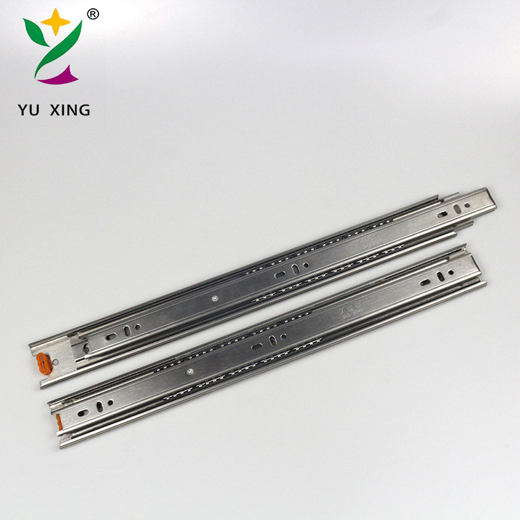 YUXING 304 Stainless steel rails soft close undermount cabinet drawer telescopic channel drawer slide