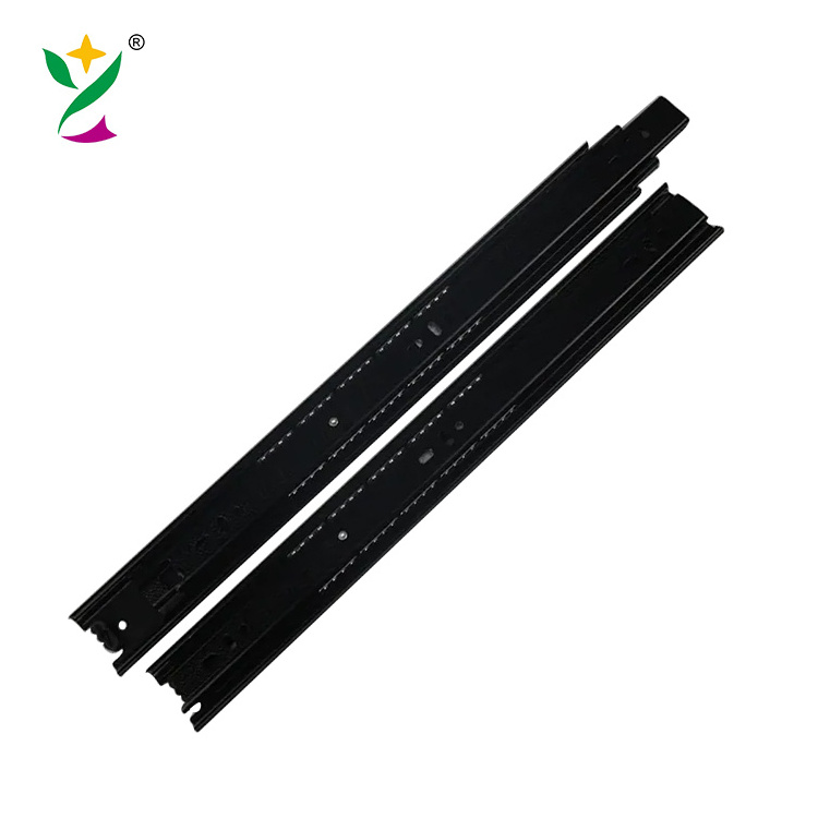 YUXING Kitchen Hardware Push To Open Buffer Drawer Slides 3 Folding Slide Rail Black Style Cabinet Drawer Slider Soft Close