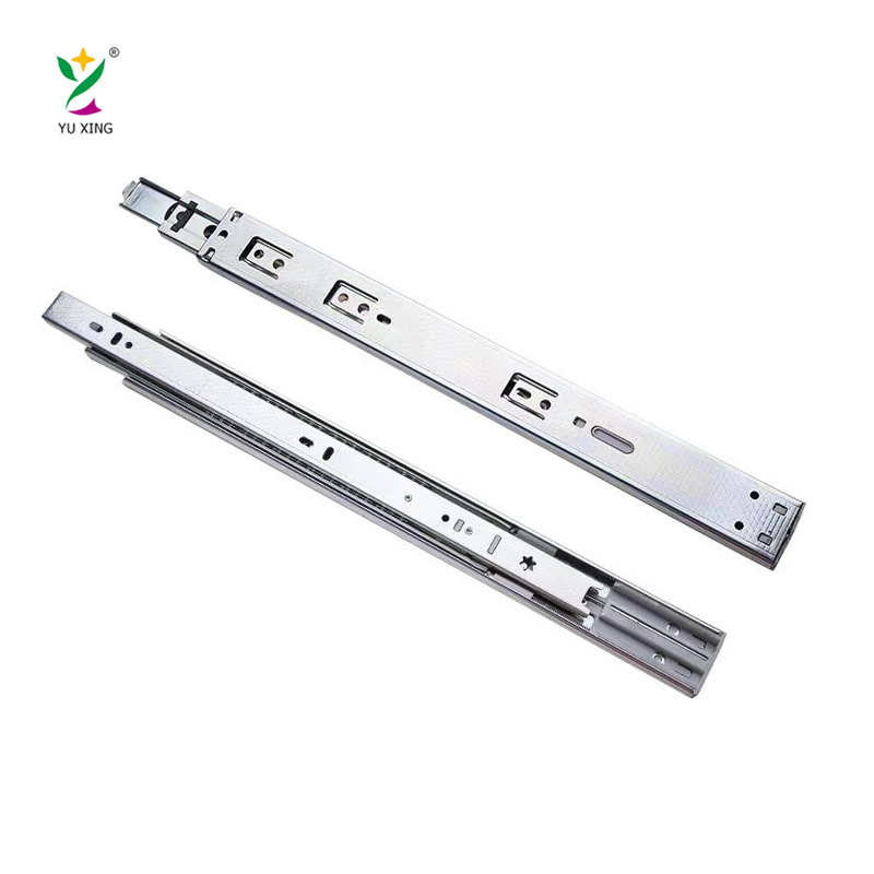 YUXING Furniture Telescopic Channel Rail Kitchen 3-Fold Full Extension Ball Bearing Drawer Push Open Soft Close Drawer Slide