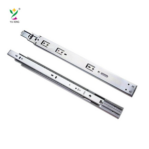 YUXING Furniture Telescopic Channel Rail Kitchen 3-Fold Full Extension Ball Bearing Drawer Push Open Soft Close Drawer Slide