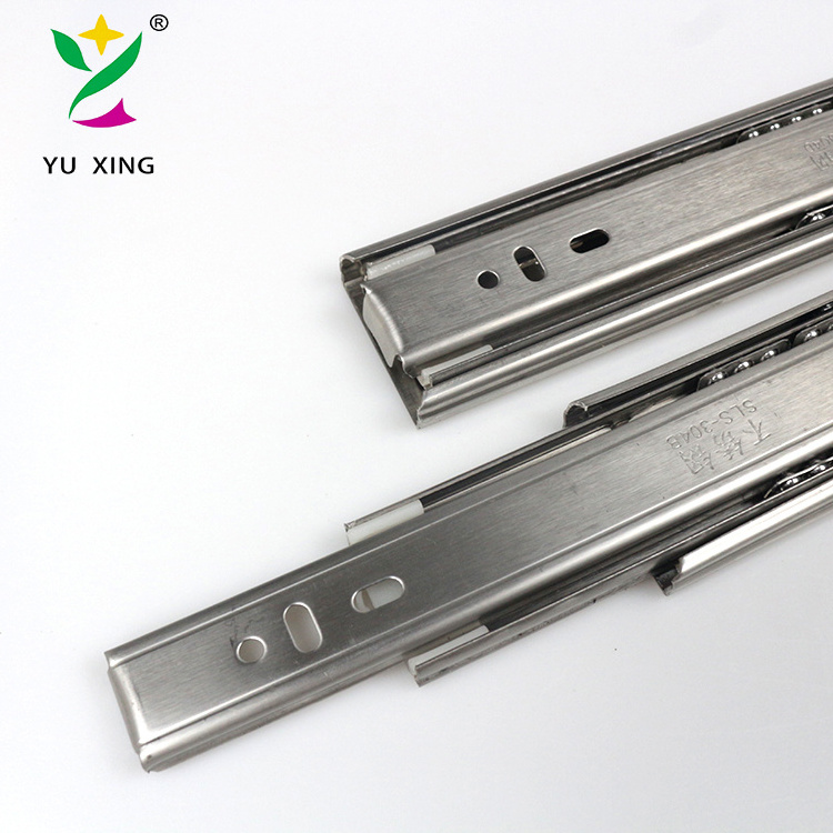 YUXING 304 Stainless steel rails soft close undermount cabinet drawer telescopic channel drawer slide