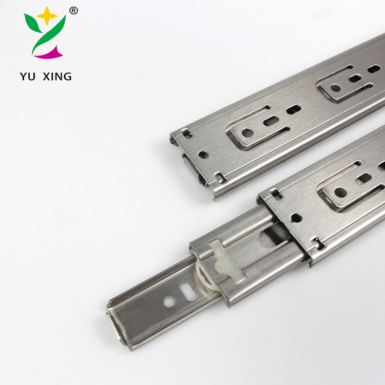 YUXING 45MM Stainless Steel Full Extension Ball Bearing Soft Close Telescopic Channel Undermount Cabinet Drawer Slides