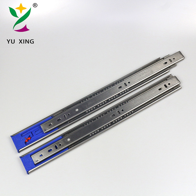 YUXING 45MM Stainless Steel Full Extension Ball Bearing Soft Close Telescopic Channel Undermount Cabinet Drawer Slides