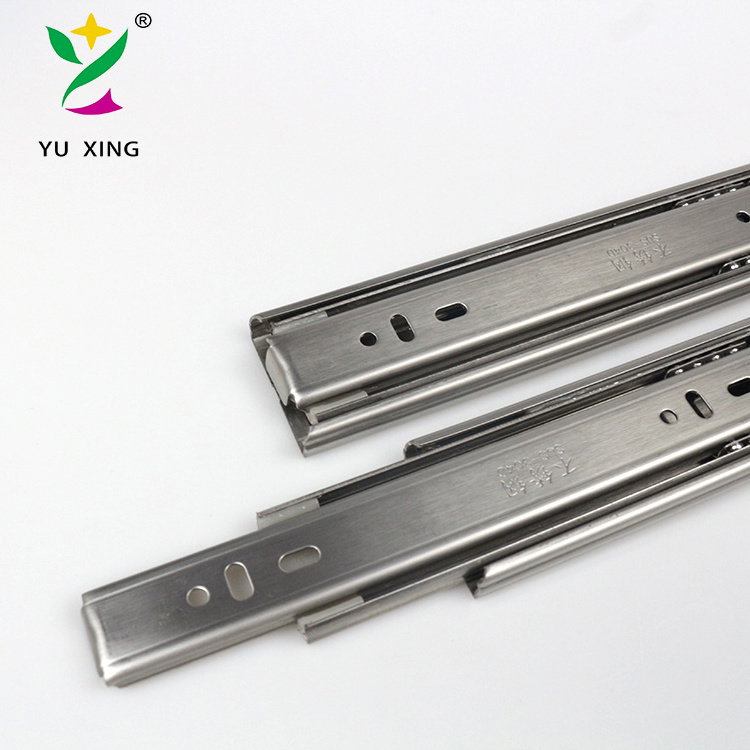 YUXING 45MM Stainless Steel Full Extension Ball Bearing Soft Close Telescopic Channel Undermount Cabinet Drawer Slides